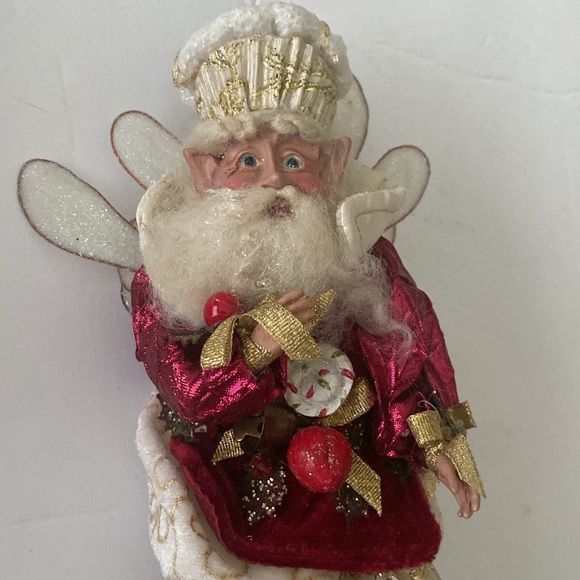 Mark Roberts English Muffin Fairy Orn Red and Gold Holiday Ornament - Picture 3 of 8